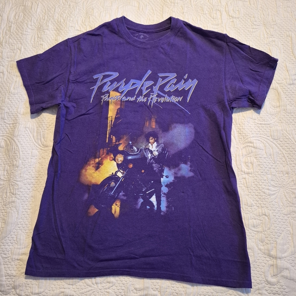 Prince Purple Rain short sleeve shirt Medium Prince on motorcycle VGUC
